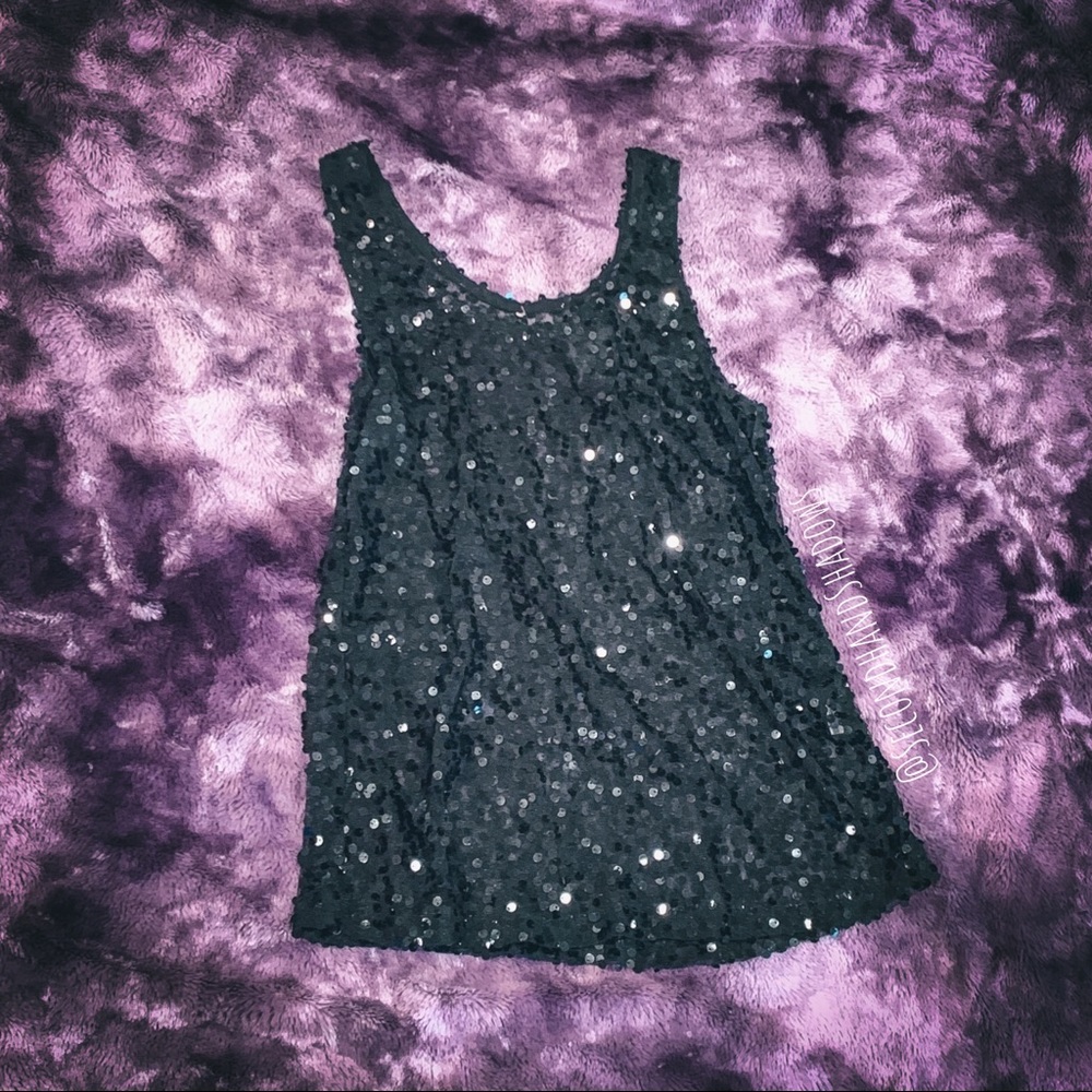 Black Sequin Sheer Women’s Tank Top